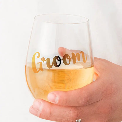 Groom Stemless Toasting Wine Glass