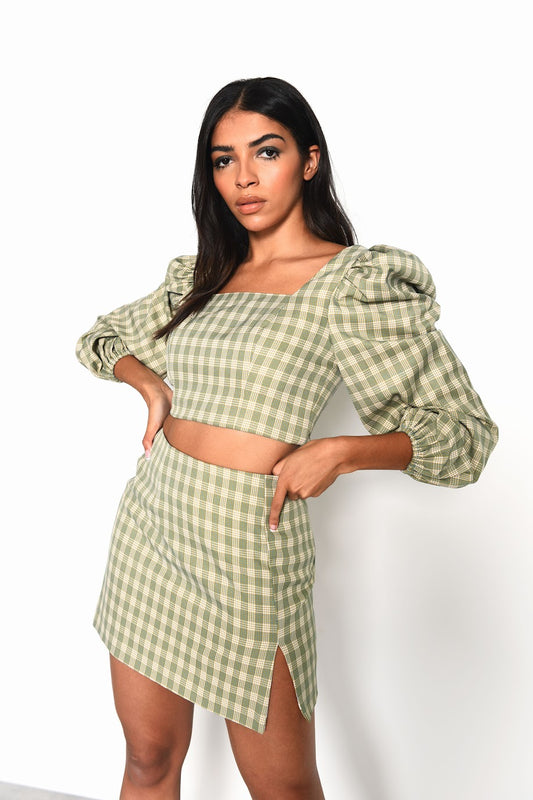Turquoise Checkered Top