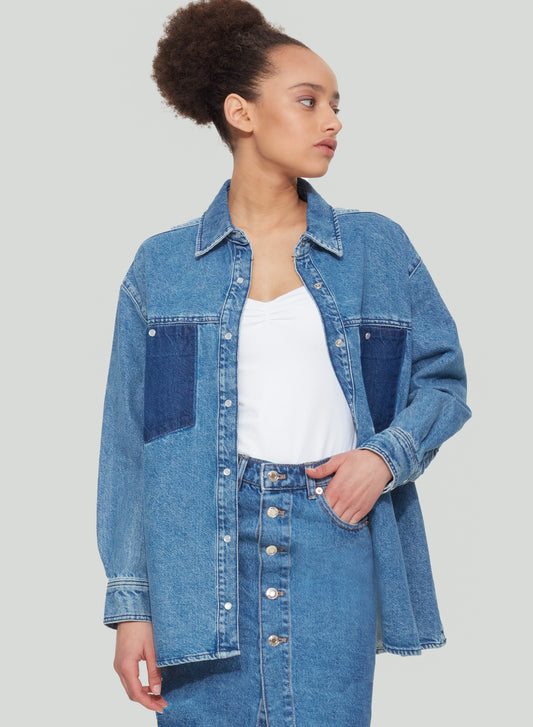 Trio Denim Button Up
