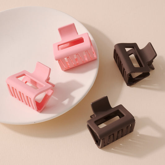 Matte Jaw Clip Set - Pink & Brown